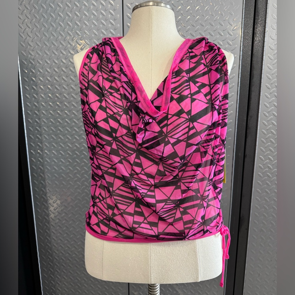 Zumba Fitness Pink and Black Geometric Top